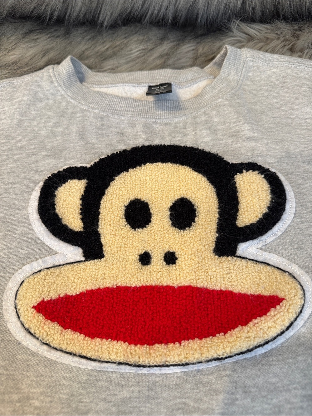Paul Frank Juniors Gray Sweatshirt with Chenille Patch and Red Mouth Size XL - Picture 9 of 9